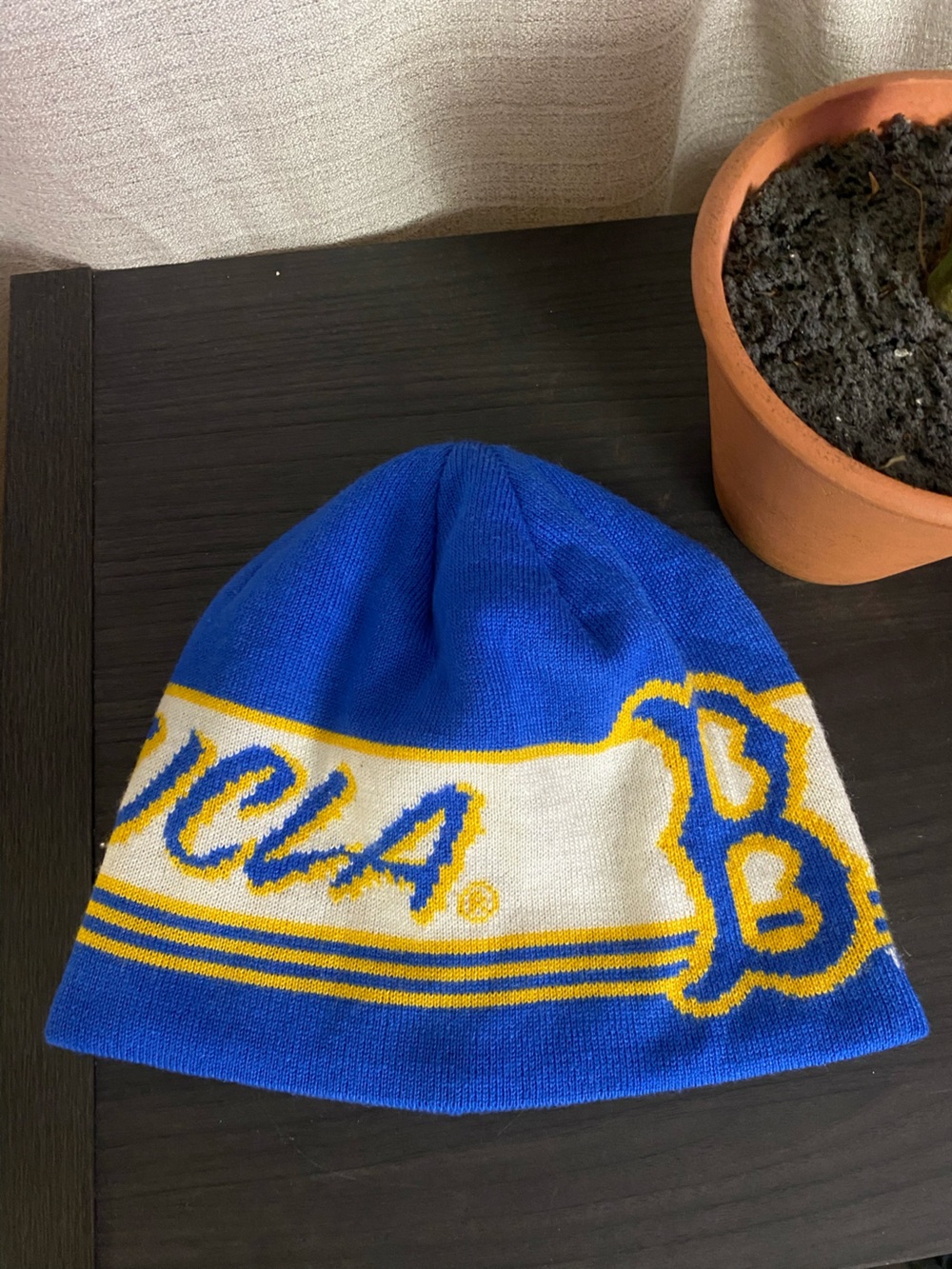 adidas UCLA Bruins Beanie Blue White Yellow Color Block Retro w Trefoil Logo OS
